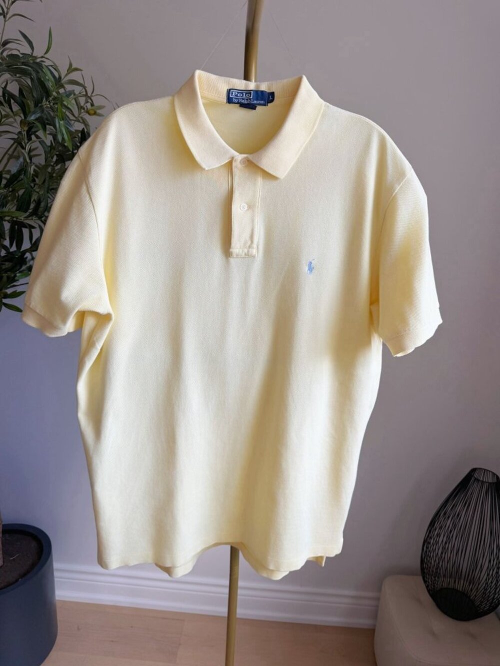 Vintage Polo Ralph Lauren Men’s Light Yellow Polo Shirt Size L